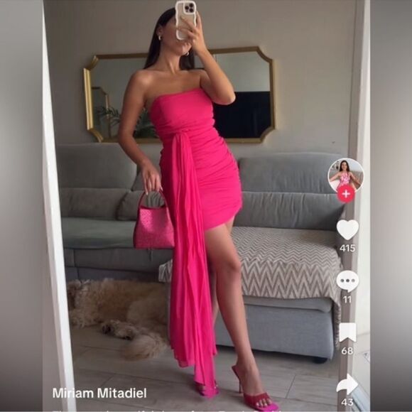 ZARA PINK DRAPED DRESS Summer fav - Picture 11 of 16